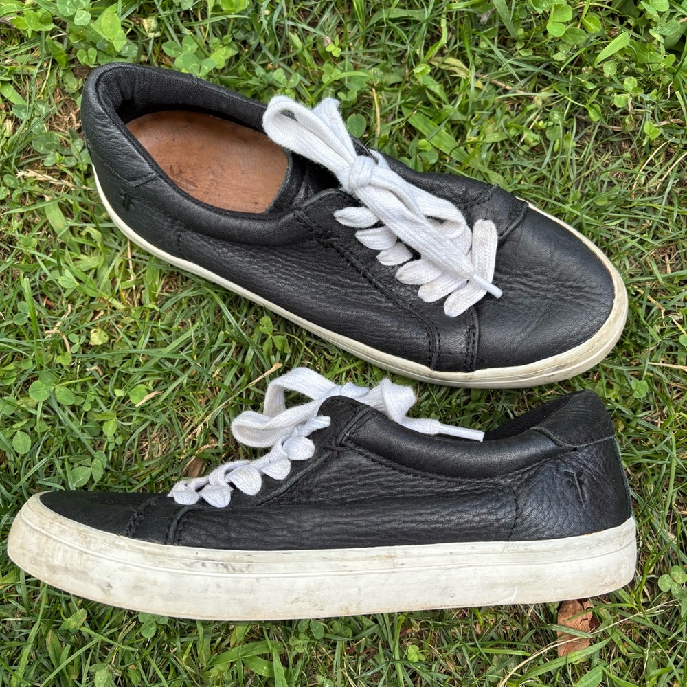 Frye Black Leather Sneakers with White Laces size 6